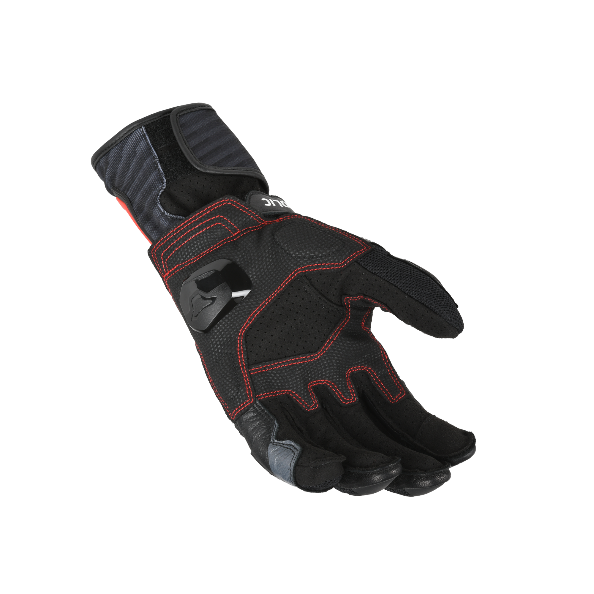Macna Shellar Nero/Rosso – Guanti Moto in Pelle CE Uomo – vista 2