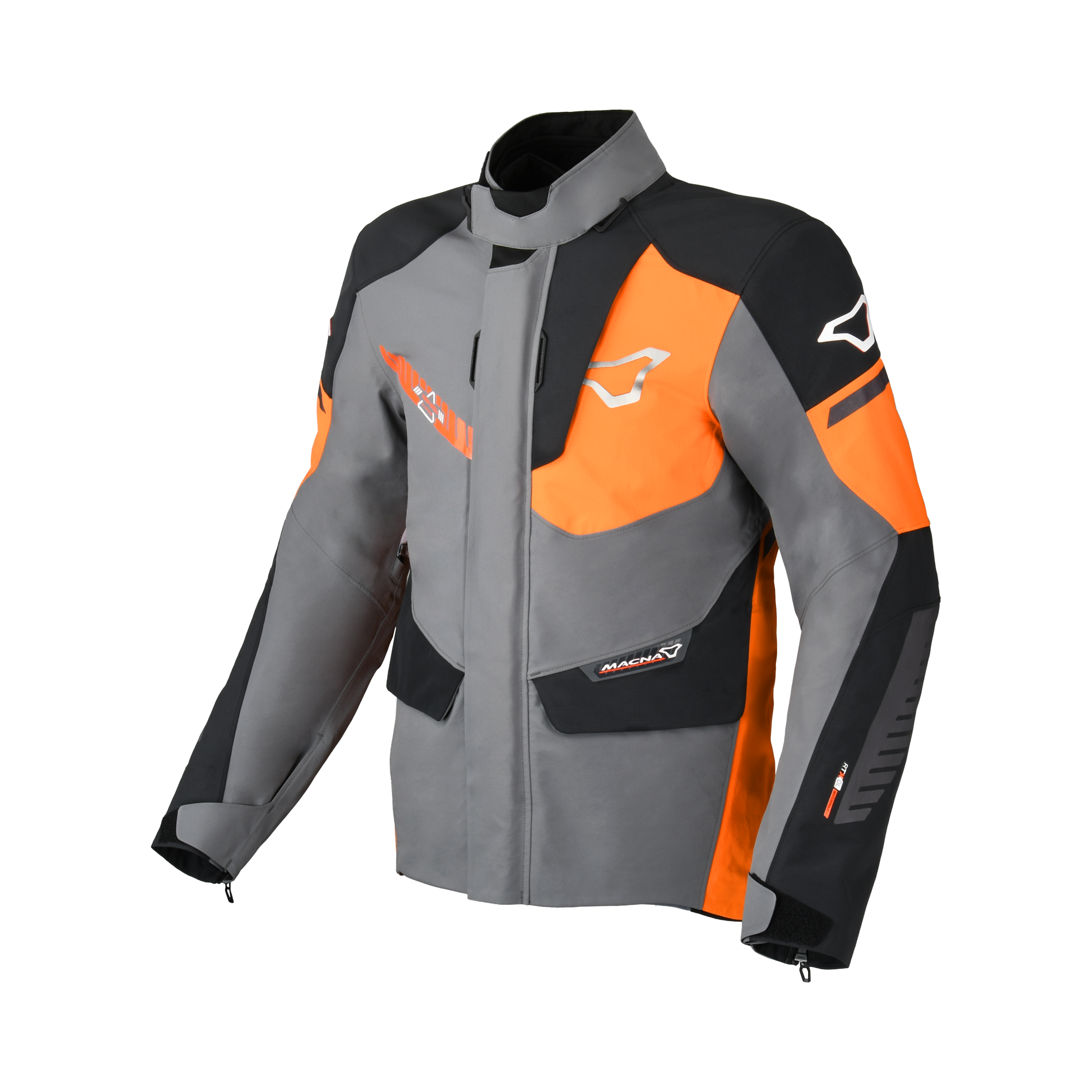 Macna Synchrone Grigio/Arancio – Giacca Moto Adventure 3 in 1 Twin Shell