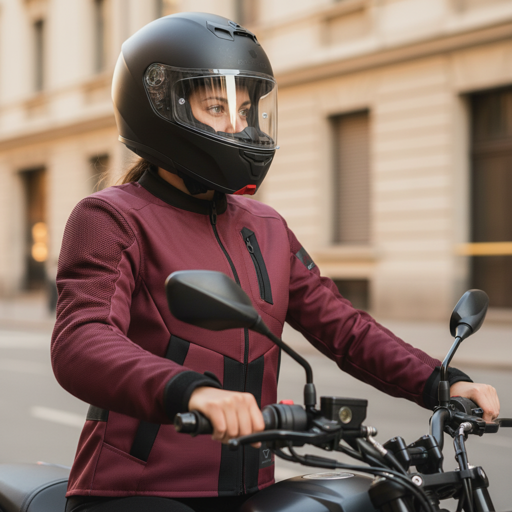 Macna Torida Nero/Rosso – Giacca Moto Estiva in Rete CE Donna - Moon Bike - Vista 17