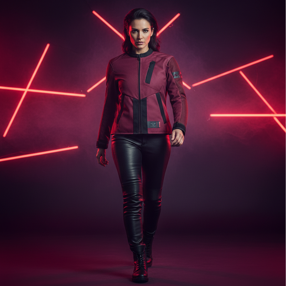 Macna Torida Nero/Rosso – Giacca Moto Estiva in Rete CE Donna - Moon Bike - Vista 15