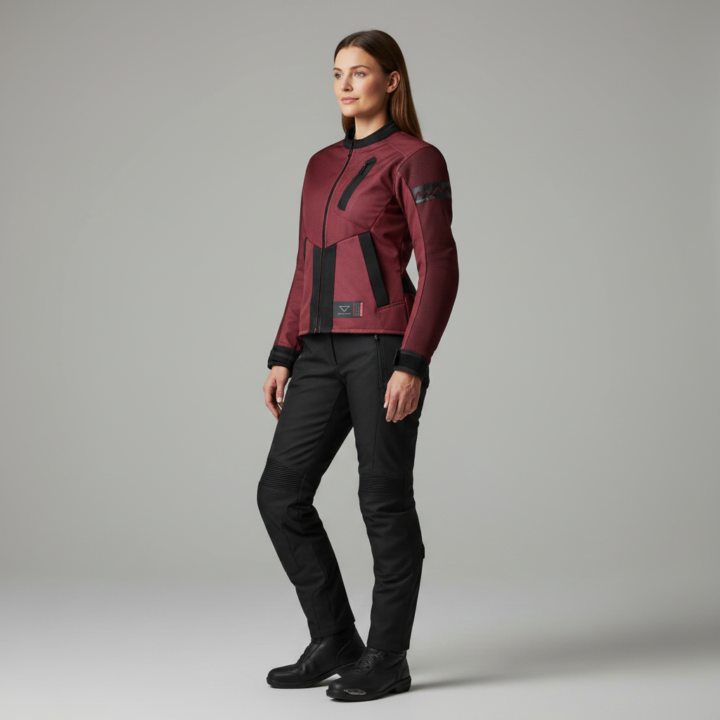 Macna Torida Nero/Rosso – Giacca Moto Estiva in Rete CE Donna - Moon Bike - Vista 11