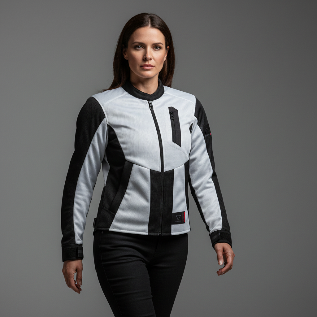 Macna Torida Grigio Chiaro – Giacca Moto Estiva in Rete CE Donna - Moon Bike - Vista 12