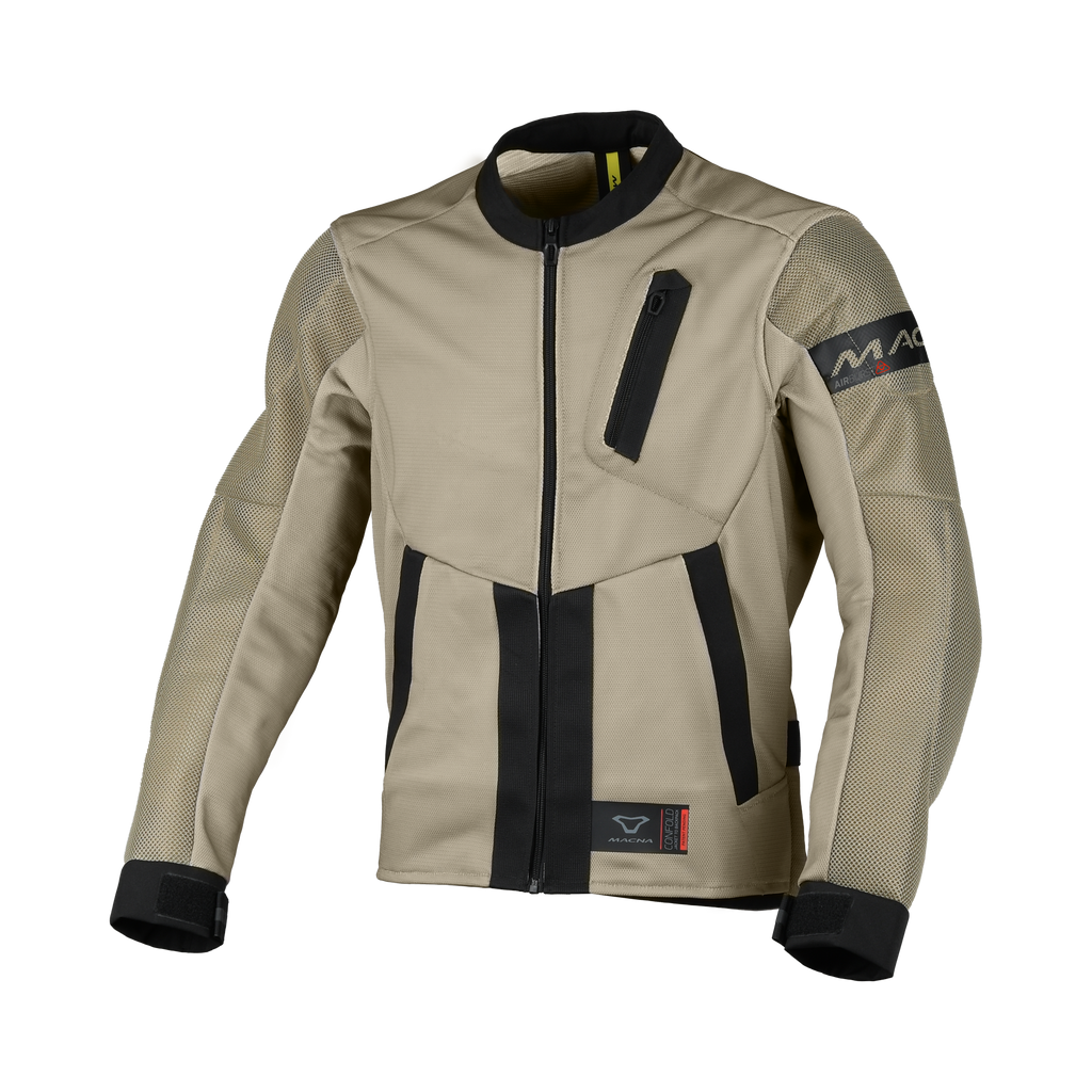 Macna Torido Nero/Taupe giacca moto estiva in rete ventilata CE EN 17092 Classe A – Moon Bike (vista 1)