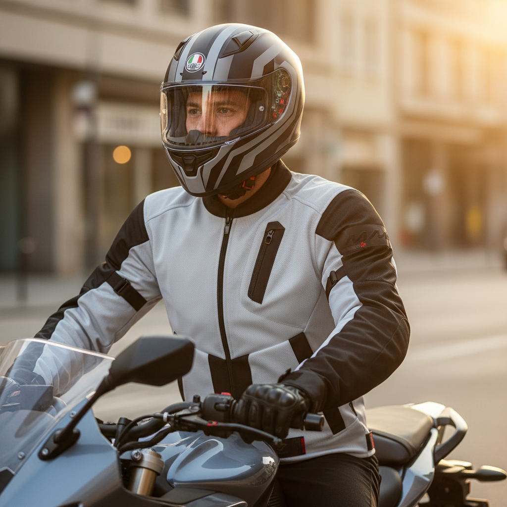 Macna Torido Grigio Chiaro – Giacca Moto Estiva in Rete Ventilata Convertibile in Zaino CE Classe A Uomo