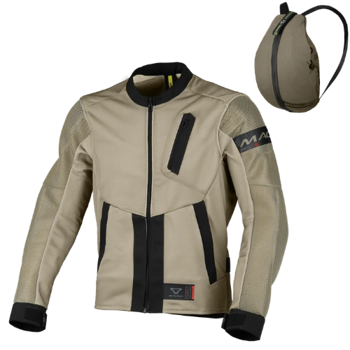 Macna Torido Nero/Taupe – Giacca Moto Estiva in Rete Ventilata Convertibile in Zaino CE Classe A Uomo