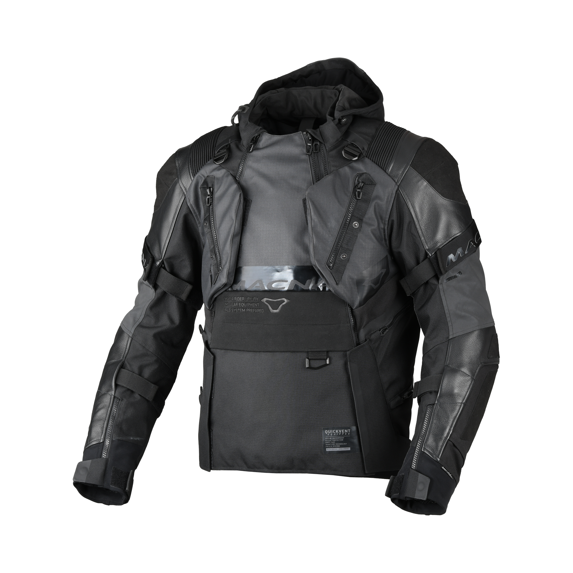 Macna Tryton Nero giacca moto vista 1