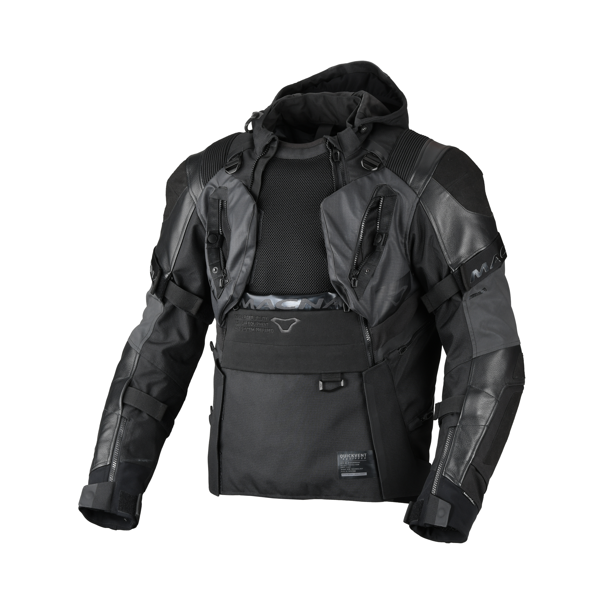 Macna Tryton Nero giacca moto vista 3