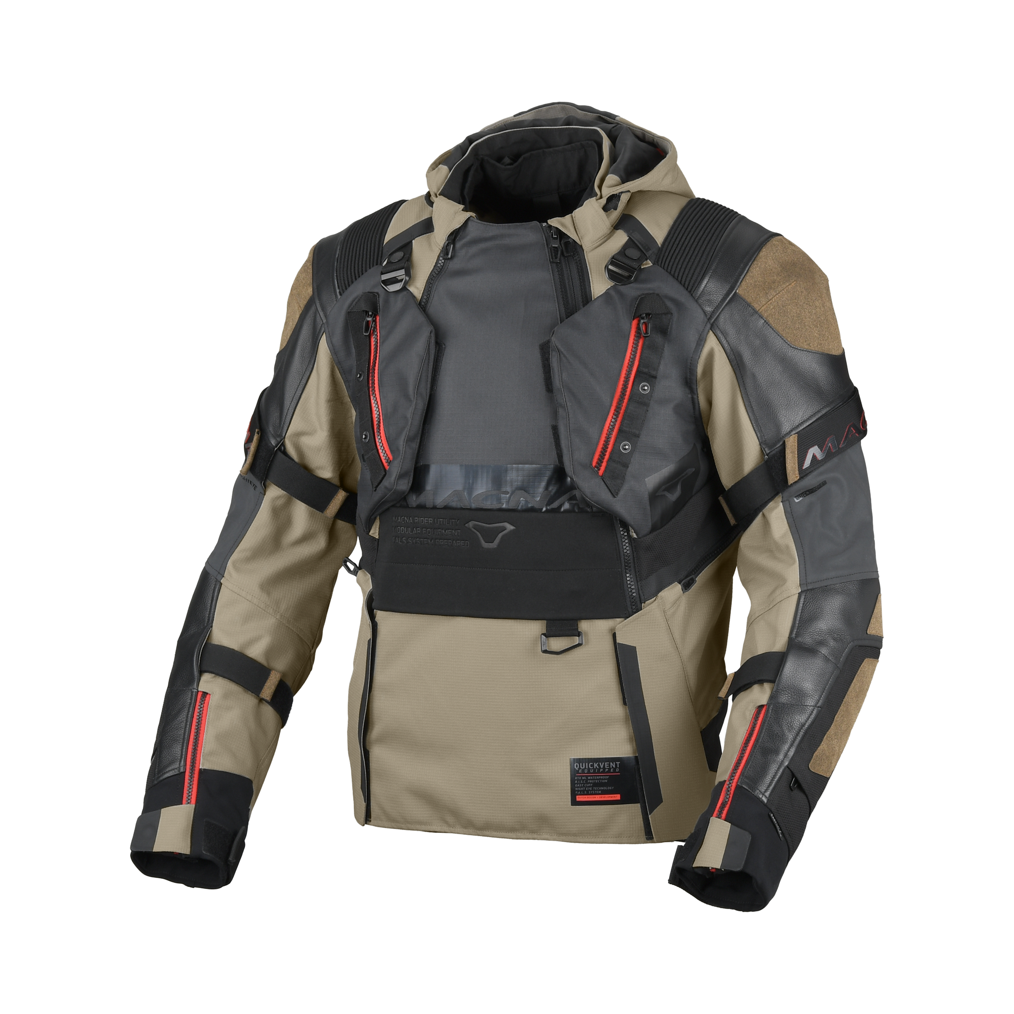 Macna Tryton Taupe/Nero giacca moto vista 3