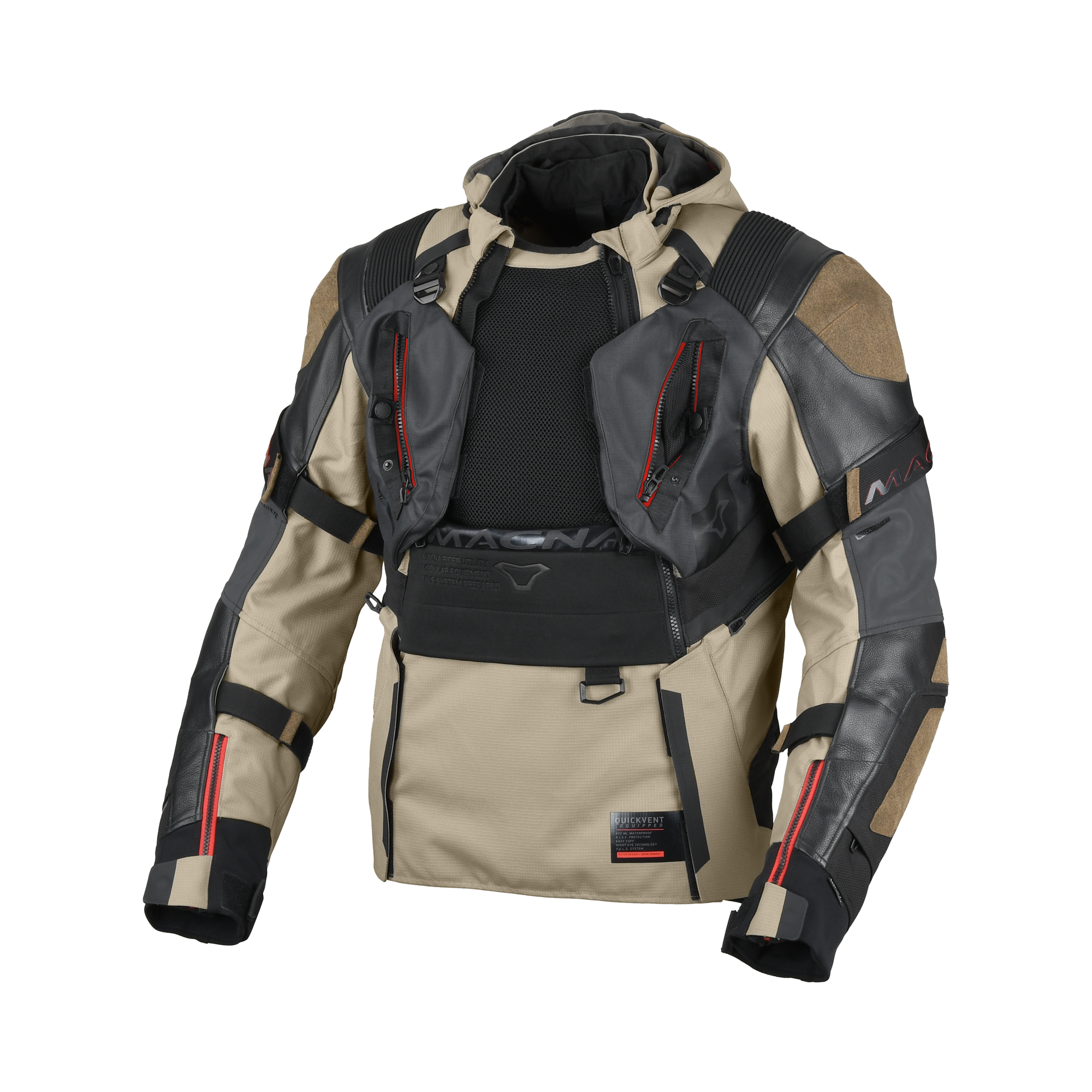 Macna Tryton Taupe/Nero giacca moto vista 4