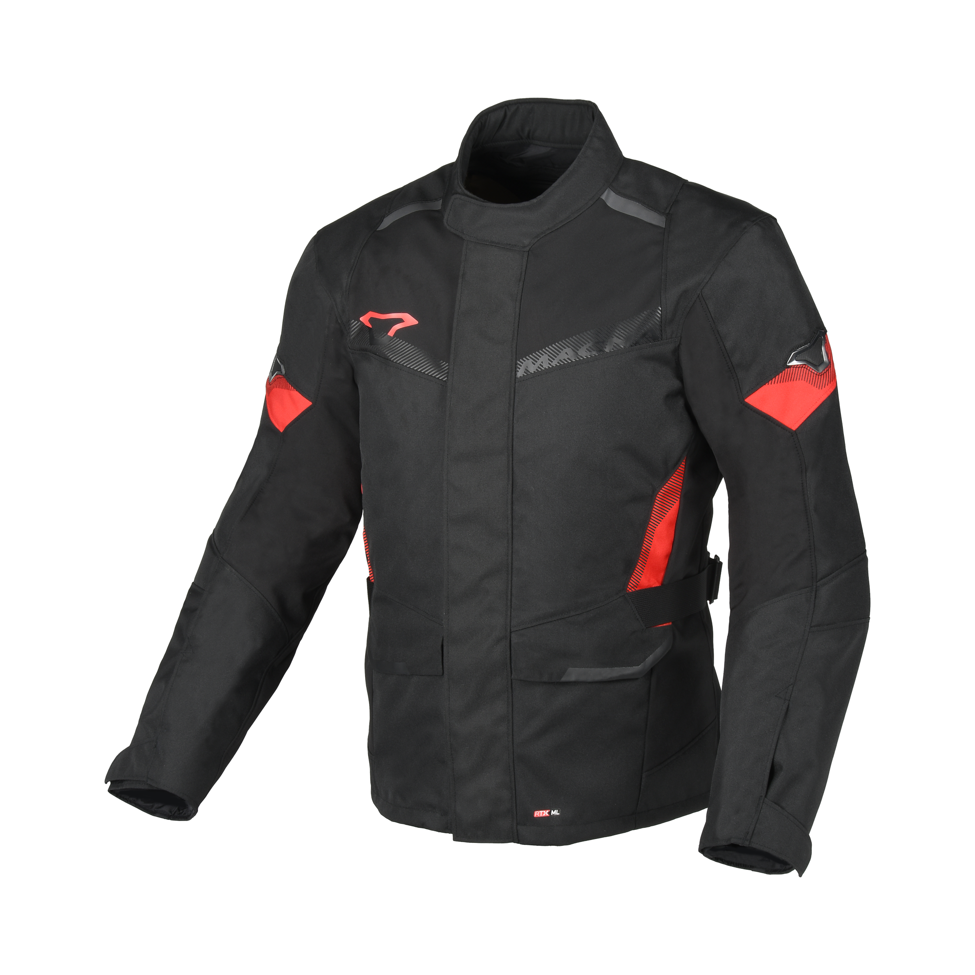 Macna Vaulture Nero/Rosso – Giacca Moto Touring Impermeabile CE Uomo – vista frontale