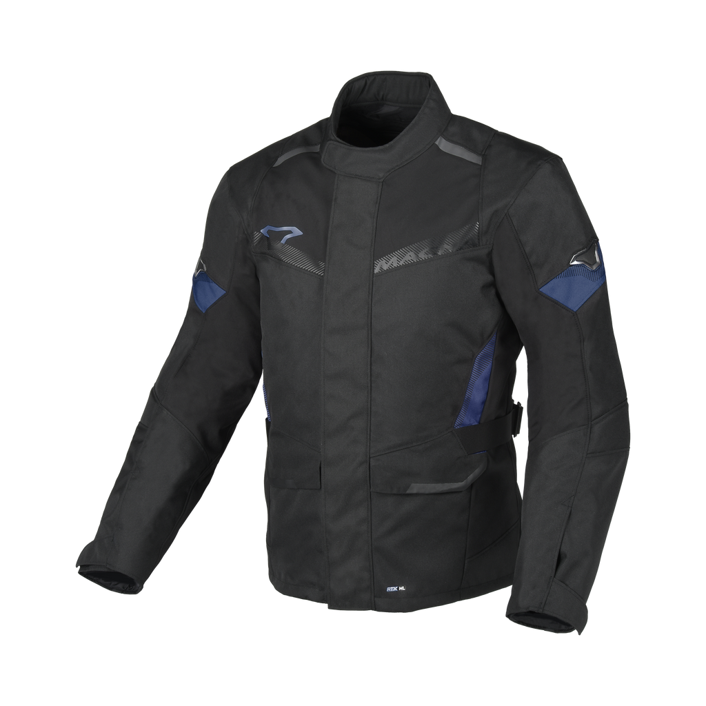 Macna Vaulture Nero/Blu – Giacca Moto Touring Impermeabile CE Uomo – vista frontale