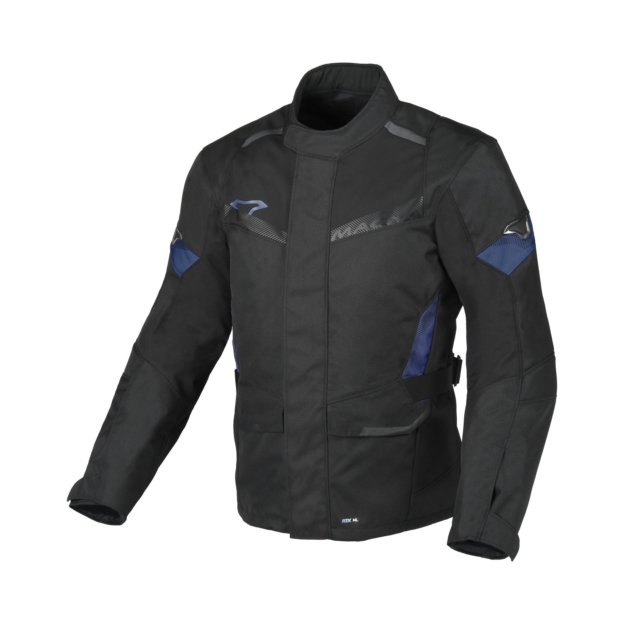 Macna Vaulture Nero/Blu – Giacca Moto Touring Impermeabile CE Uomo – vista frontale