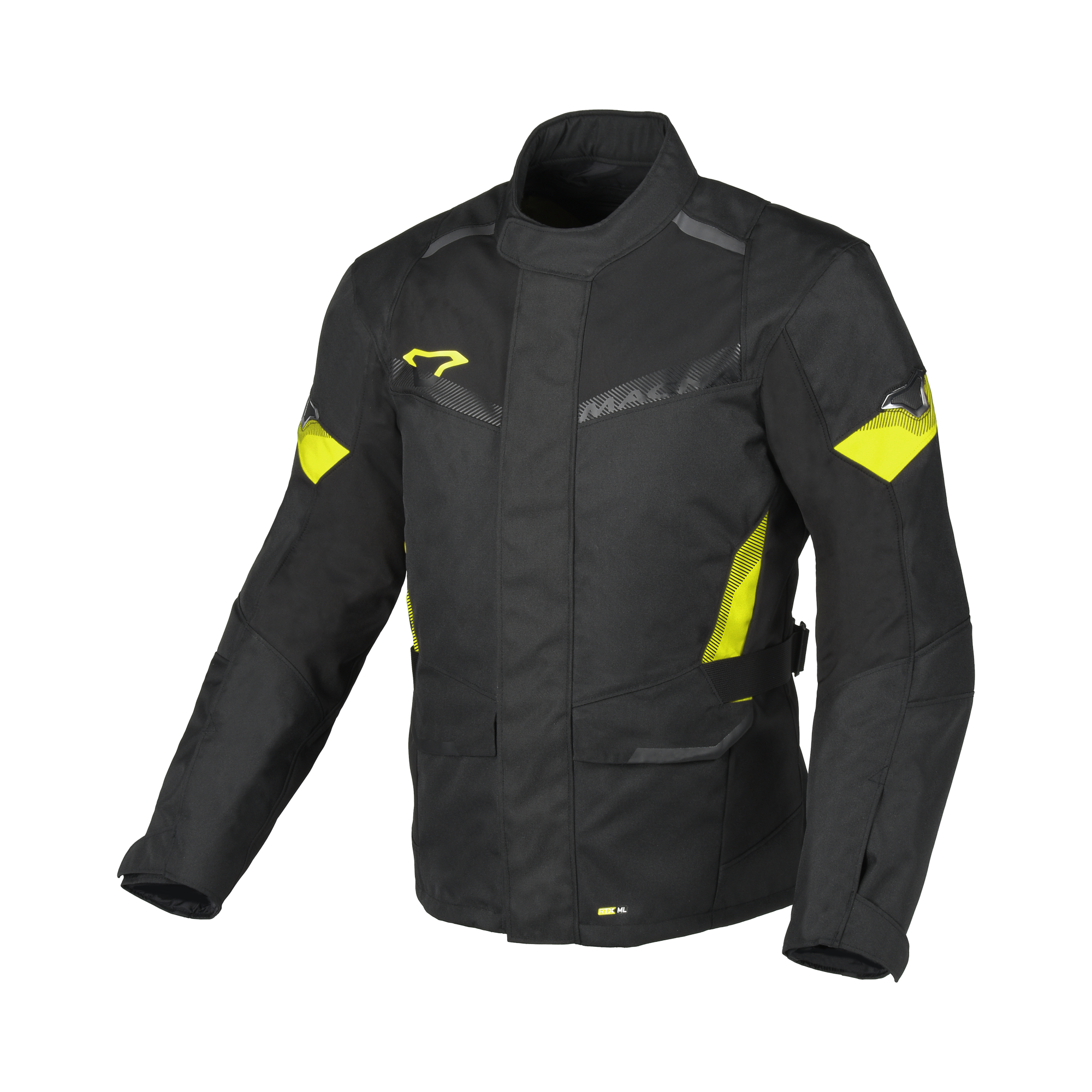 Macna Vaulture Nero/Giallo Fluo – Giacca Moto Touring Impermeabile CE Uomo – vista frontale