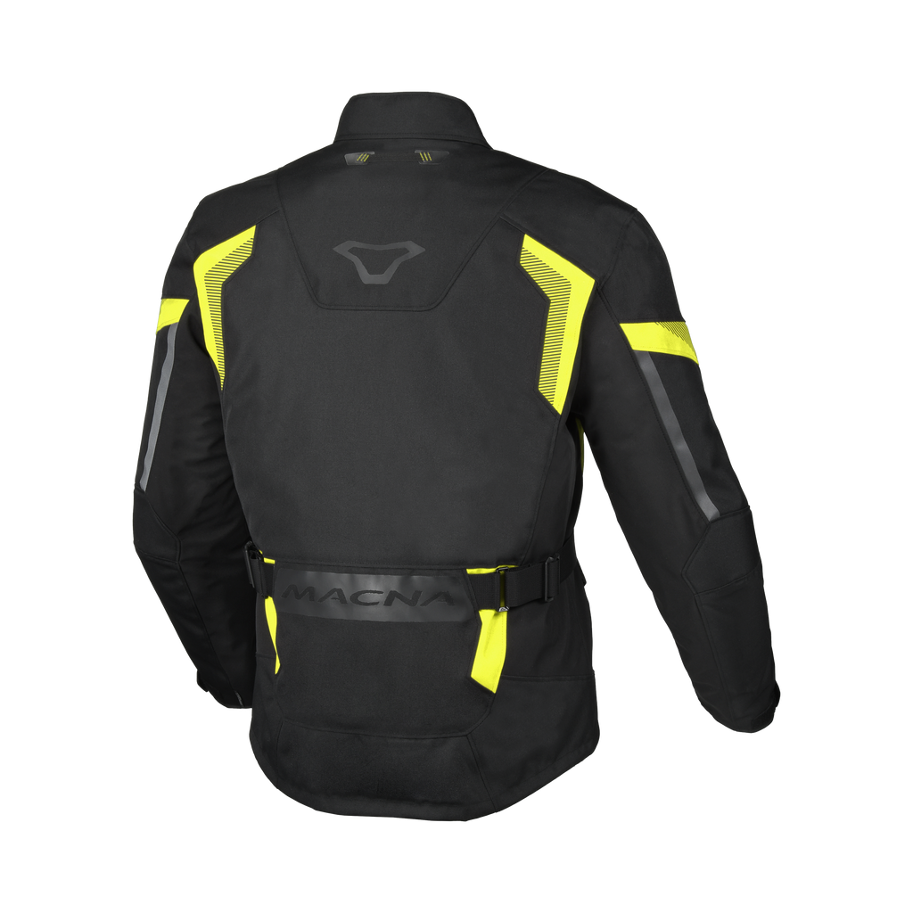 Macna Vaulture Nero/Giallo Fluo – Giacca Moto Touring Impermeabile CE Uomo – vista posteriore