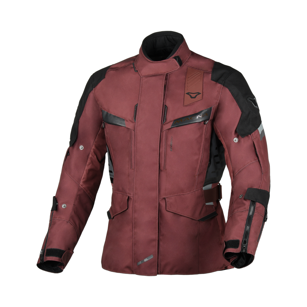 Macna Zastra Rosso Scuro – Giacca Moto Adventure 4 Stagioni Impermeabile CE Donna – vista frontale