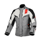 Macna Zastra Grigio/Rosso – Giacca Moto Adventure 4 Stagioni Impermeabile CE Donna – vista frontale