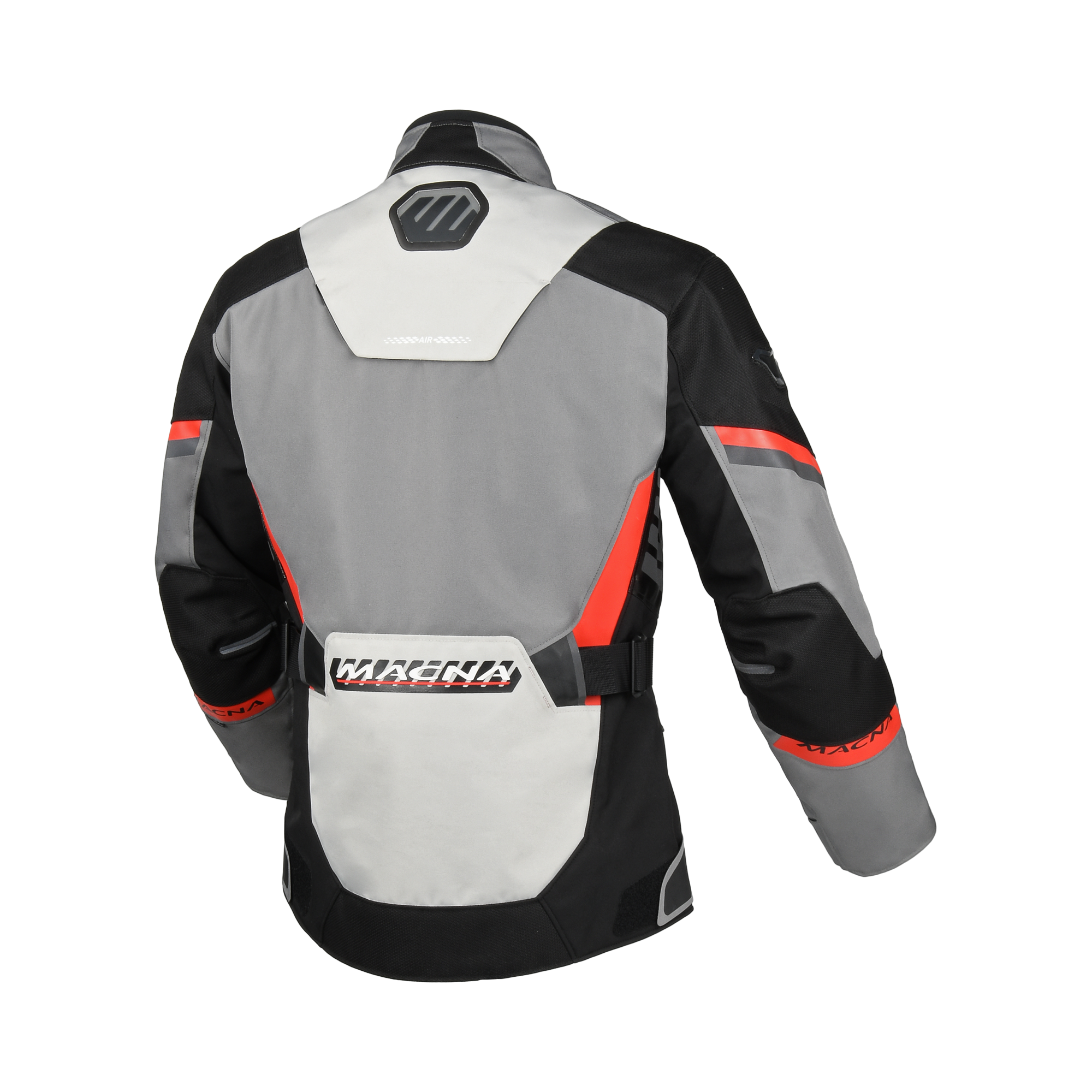 Macna Zastra Grigio/Rosso – Giacca Moto Adventure 4 Stagioni Impermeabile CE Donna – vista posteriore