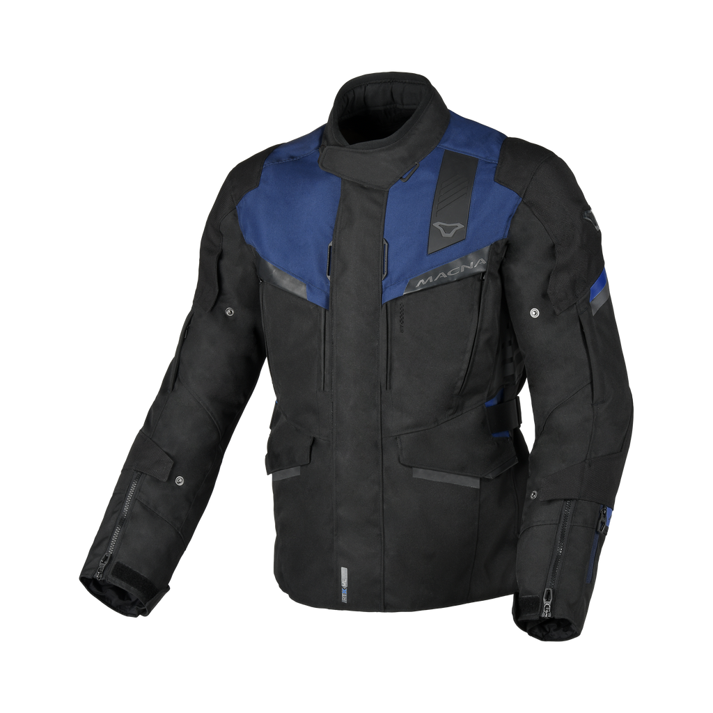 Macna Zastro Nero/Blu Scuro – Giacca Moto Adventure 4 Stagioni Impermeabile CE Uomo – vista frontale