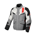 Macna Zastro Grigio/Rosso – Giacca Moto Adventure 4 Stagioni Impermeabile CE Uomo – vista frontale