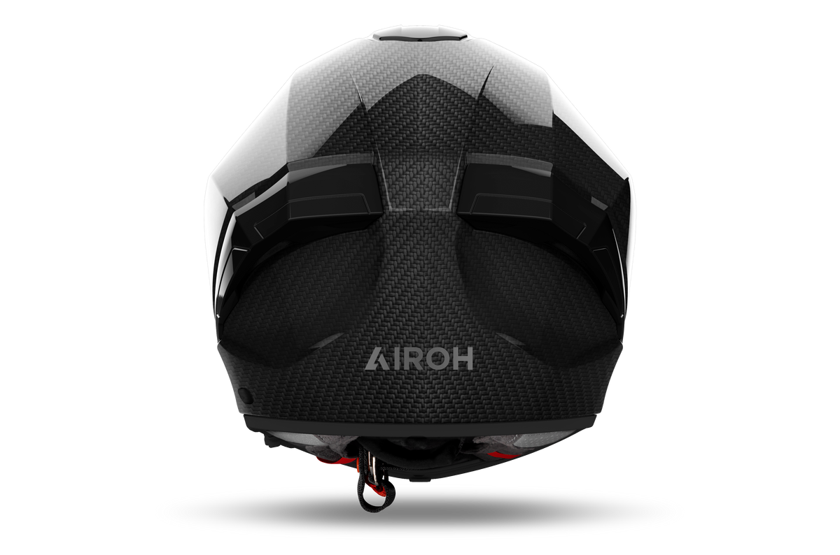 Airoh Matryx Carbon carbonio lucido MXC99, retro con estrattori d'aria e logo Airoh