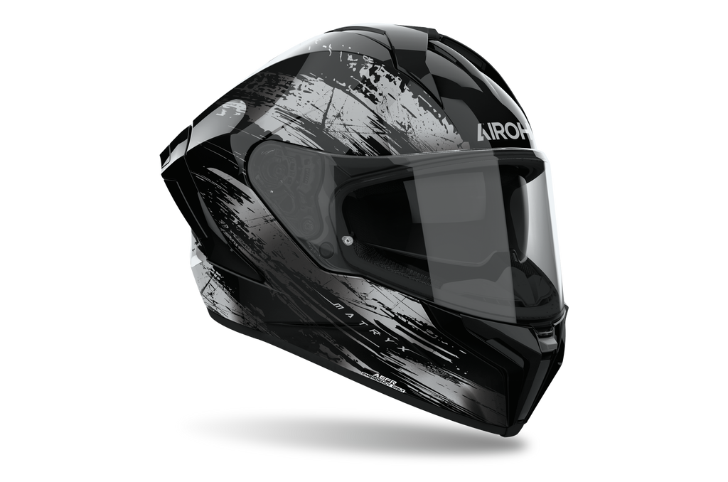 Casco integrale Airoh Matryx Reflex grigio lucido cod. MXRE16, tre quarti anteriore