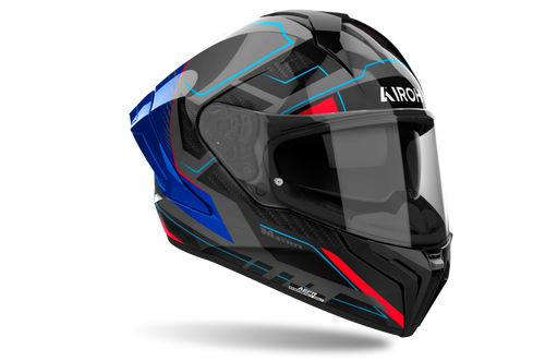 Casco integrale Airoh Matryx Rocket blu e rosso lucido cod. MXRK18, tre quarti anteriore