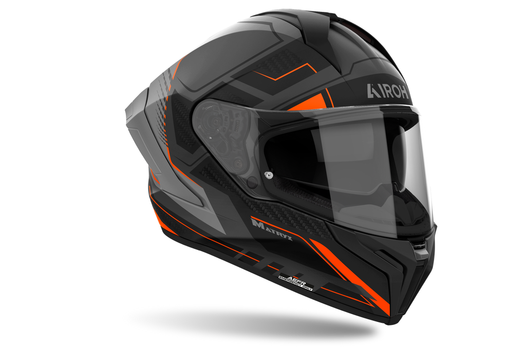 Casco integrale Airoh Matryx Rocket arancio opaco cod. MXRK32, tre quarti anteriore