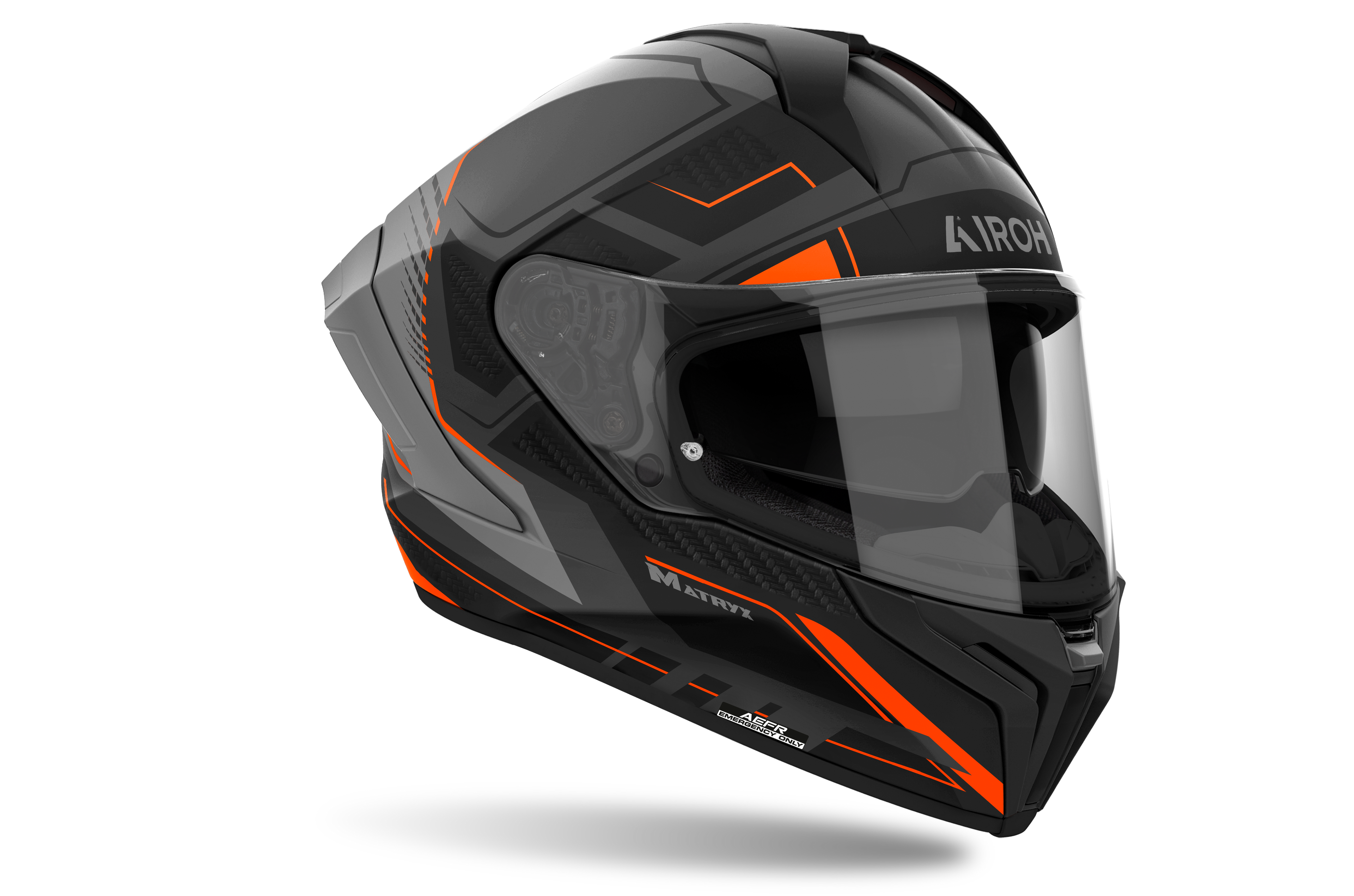 Casco integrale Airoh Matryx Rocket arancio opaco cod. MXRK32, tre quarti anteriore