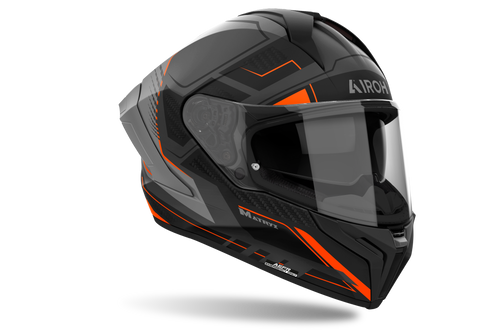 Casco integrale Airoh Matryx Rocket arancio opaco cod. MXRK32, tre quarti anteriore
