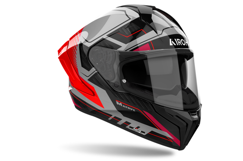 Casco integrale Airoh Matryx Rocket rosso fluo lucido cod. MXRK55, tre quarti anteriore