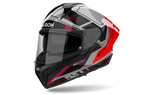 Airoh Matryx Rocket rosso fluo lucido MXRK55: profilo con presa d'aria sulla mentoniera