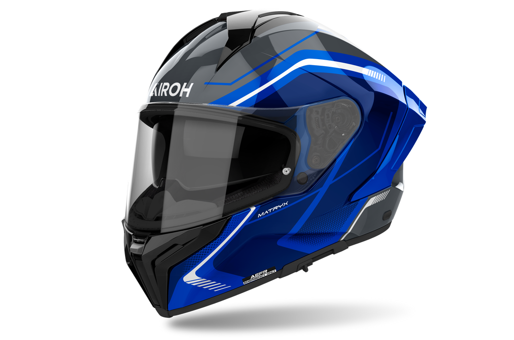 Airoh Airoh Matryx Wide Blue Gloss – Casco Integrale Composite Carbon ECE 22.06 Blu Caschi integrali - Moon Bike - Vista 3