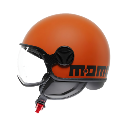 Momo Design Momo Design FGTR Classic Casco Jet Arancione Opaco Nero – ECE 22.06 Visiera Carbonio Nero Caschi da moto - Moon Bike - Vista 5