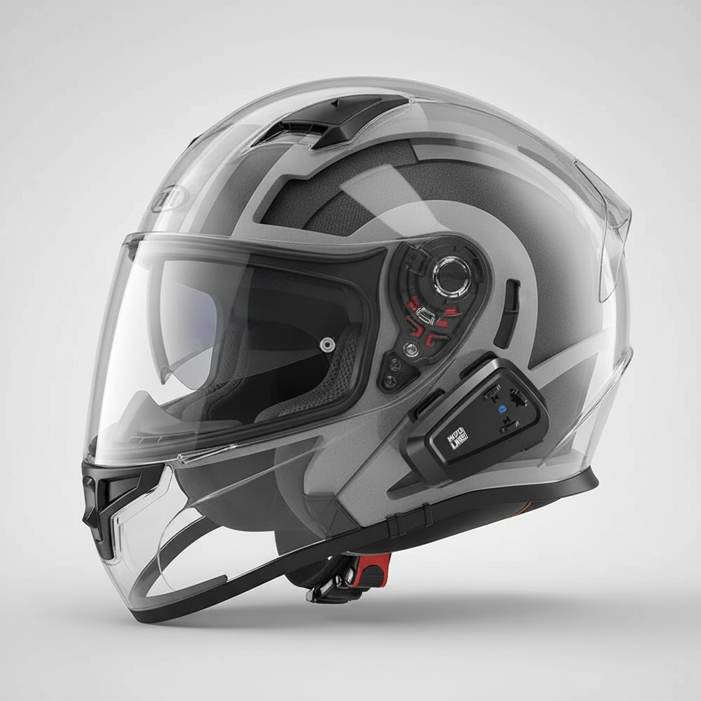 MotoLine Auricolare Bluetooth Casco Moto Wireless IPX6 – Assistente AI, 12h Autonomia Interfoni - Moon Bike - Vista 4