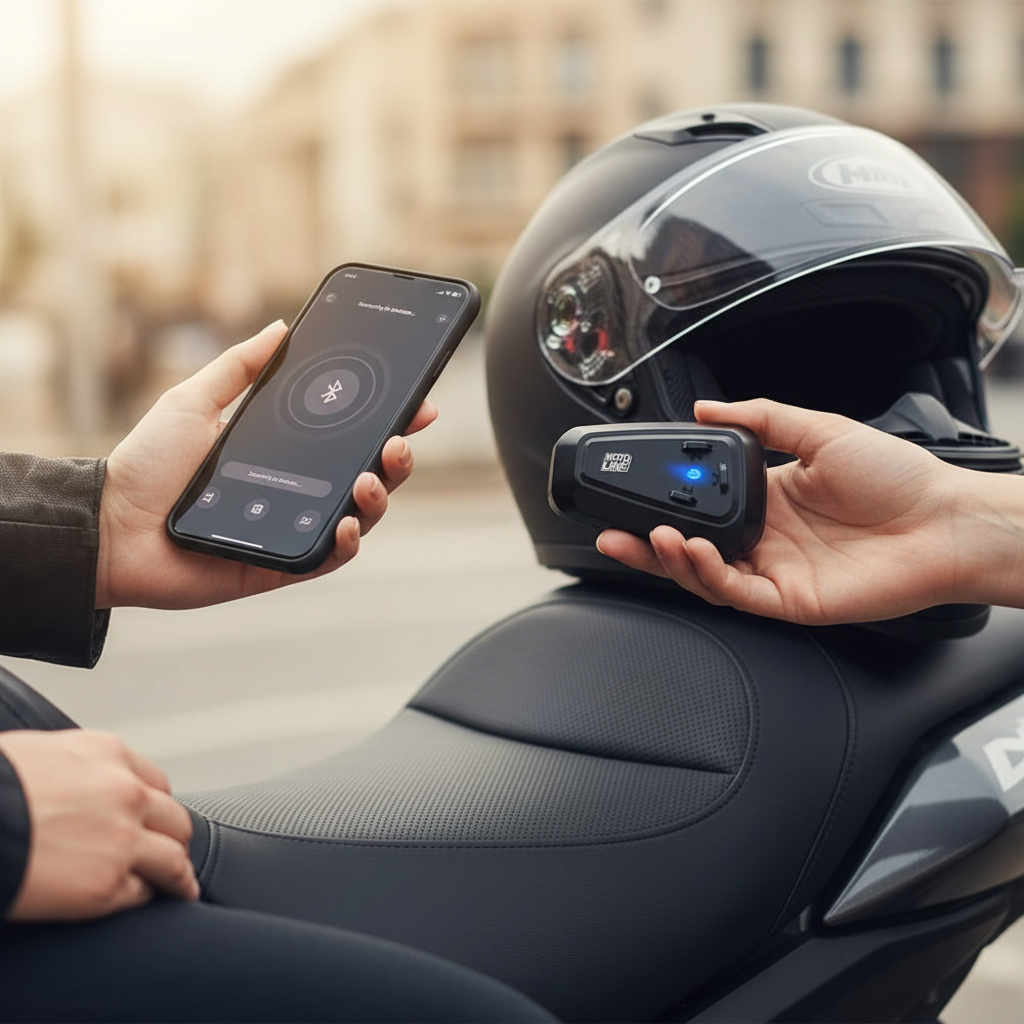 MotoLine Auricolare Bluetooth Casco Moto Wireless IPX6 – Assistente AI, 12h Autonomia Interfoni - Moon Bike - Vista 5