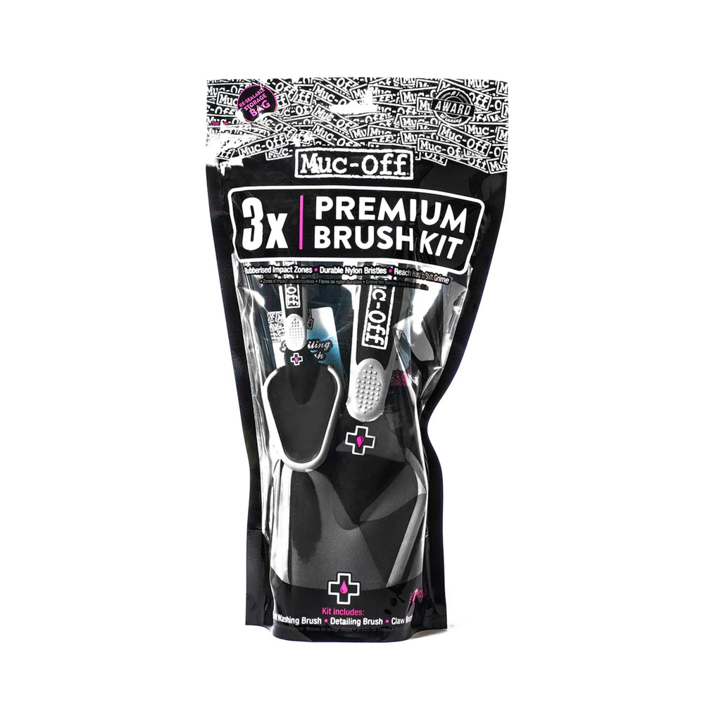 Muc-Off 3X Premium Brush Kit Set 3 Spazzole: Morbida, Artiglio e Precisione, codice 53157 — Muc-Off