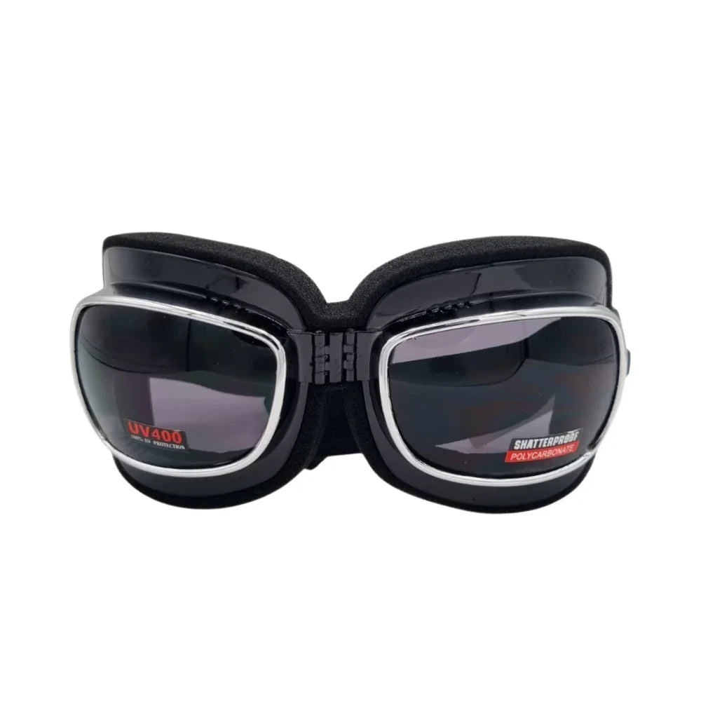 Global Vision Occhiali Moto Global Vision Retro Joe – Vintage Lente Nera UV400 Nero Occhiali da moto - Moon Bike - Vista 1
