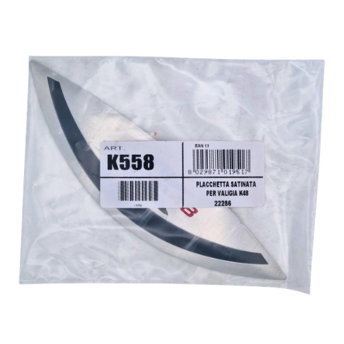 Placchetta Satinata in Alluminio Kappa K558 per Bauletto K48N Monokey argento Ricambi Moto - Moon Bike - Vista 1