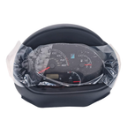 Quadro strumenti originale Piaggio 1D000816 per Porter Multitech e Maxxi E6, vista frontale completa di calotta paraluce nera, ancora nell'involucro protettivo di fabbrica