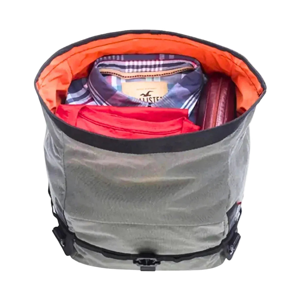 Borsa da sella Kappa RA319 grigia aperta con fodera waterproof arancione