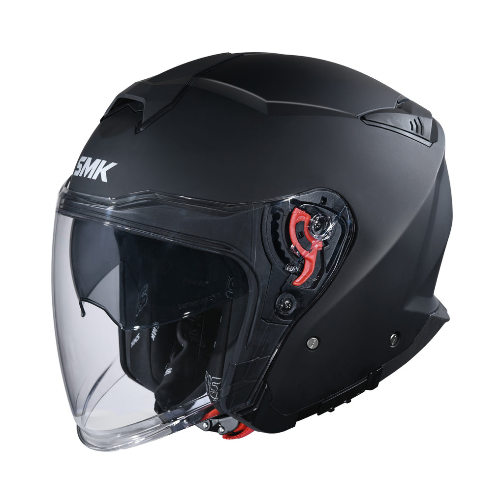 SMK GTJ Casco Jet Nero Opaco ECE 22.06 con visiera parasole integrata, codice 144324 — SMK