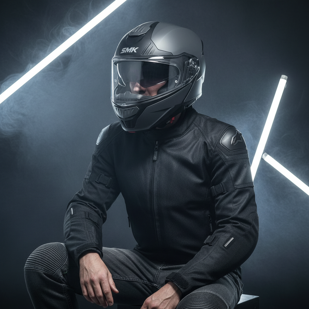 SMK Gullwing Grigio Matto – Casco Modulare Flip-Up P/J ECE 22.06