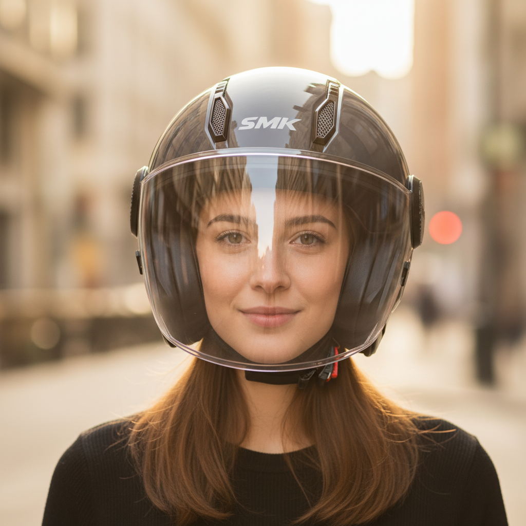 SMK Laminar Casco Jet Grigio Scuro – ECE 22.06 - Moon Bike - Vista 8