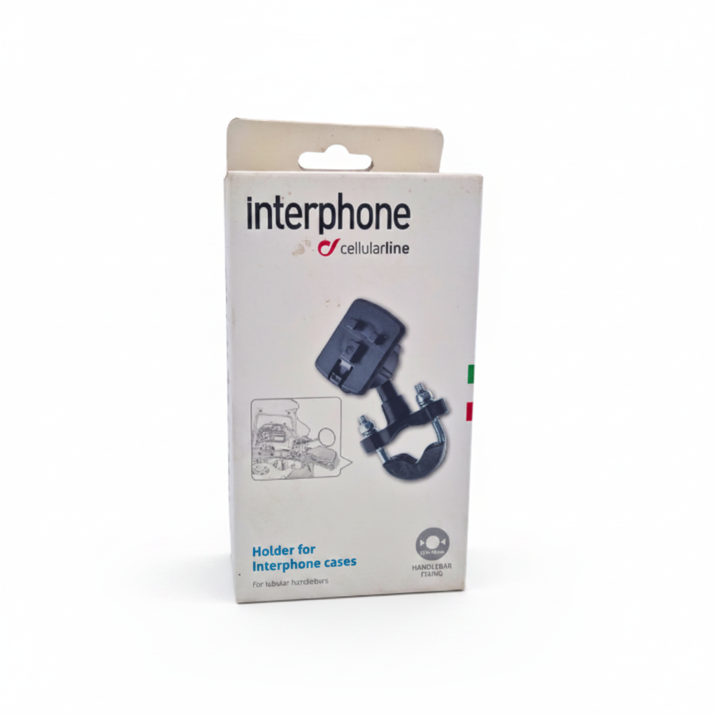 Supporto manubrio / Porta-custodiaInterphone SMU Supporto Moto Manubrio Tondo ø14-30mm – Aggancio Rapido 360° Cellular Line