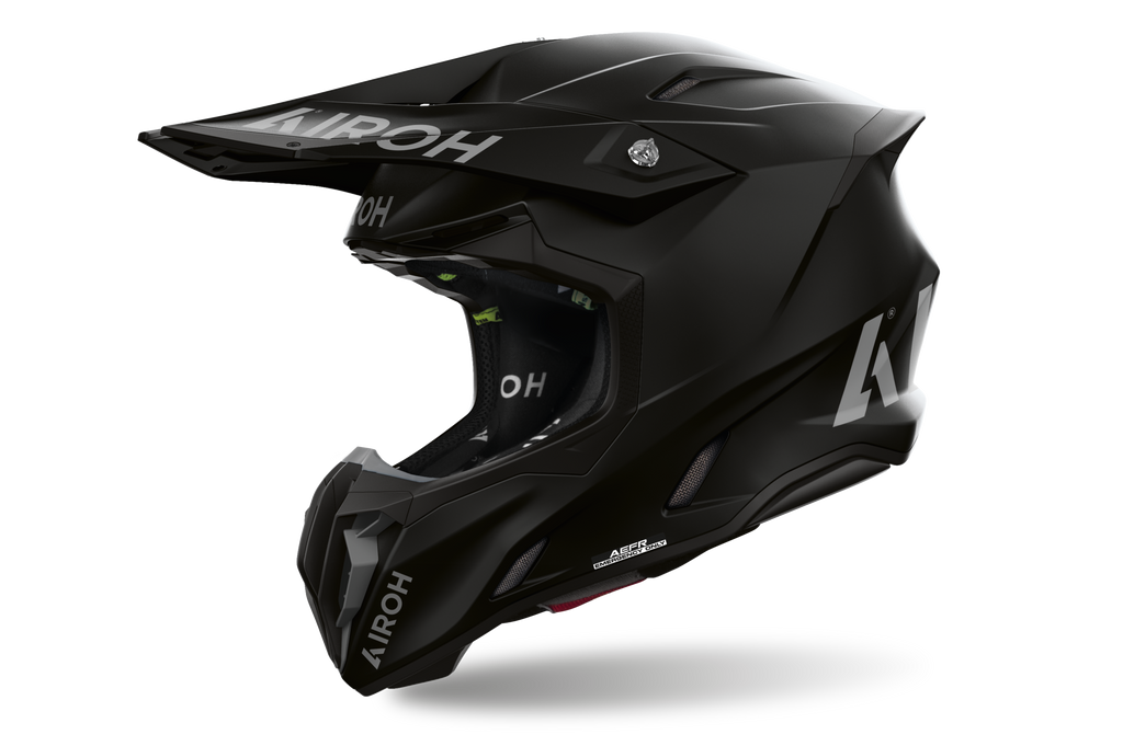 Casco cross Airoh Twist 3 Color nero opaco, vista tre quarti anteriore sinistra