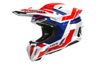 Casco cross Airoh Twist 3 Dynasty bianco blu rosso, vista tre quarti anteriore sinistra