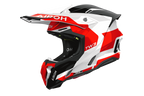Casco cross Airoh Twist 3 Fancy rosso bianco, vista tre quarti anteriore sinistra