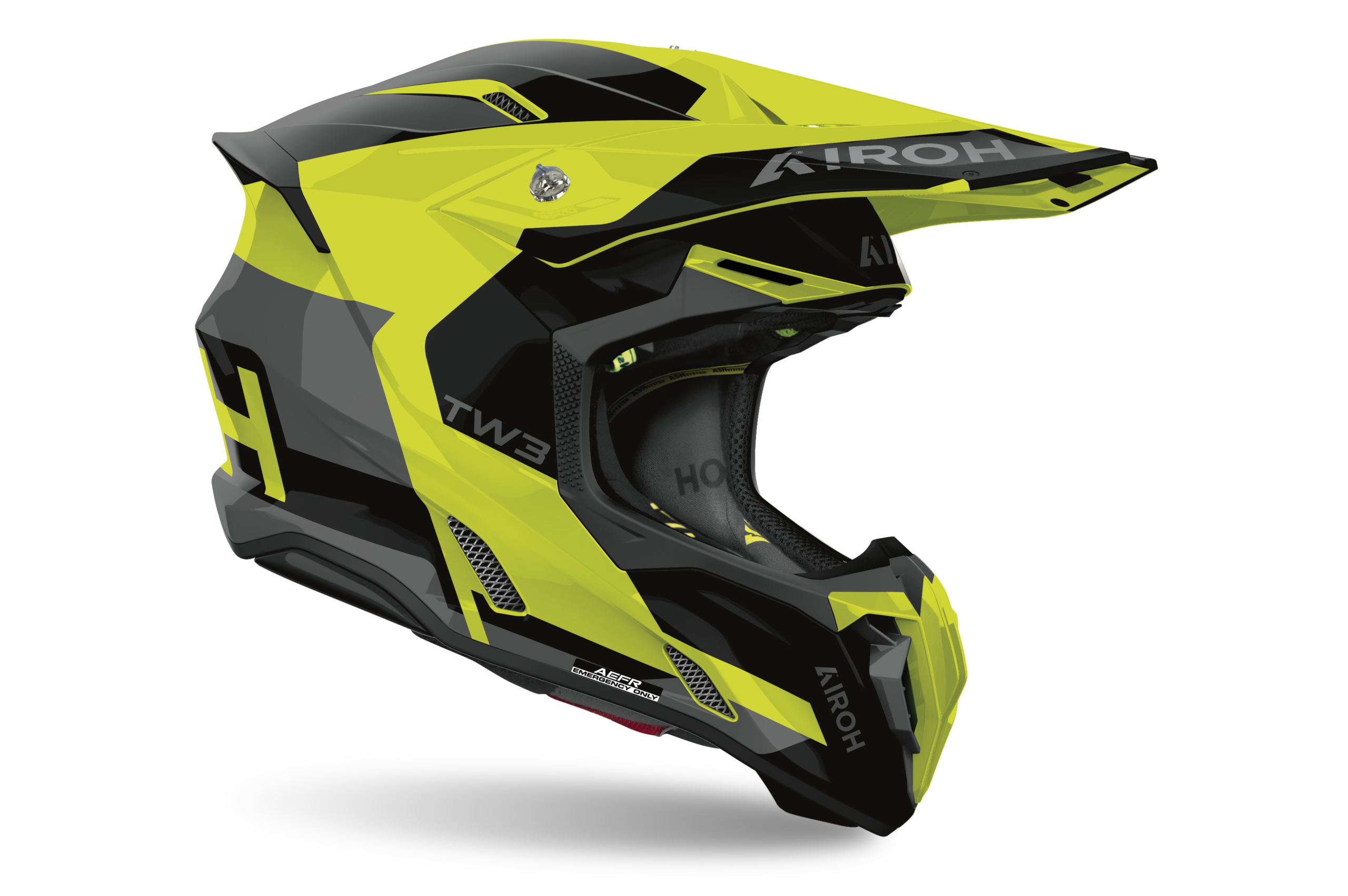 Airoh Twist 3 Fancy giallo fluo codice TW3F31, lato destro con frontino e prese d'aria