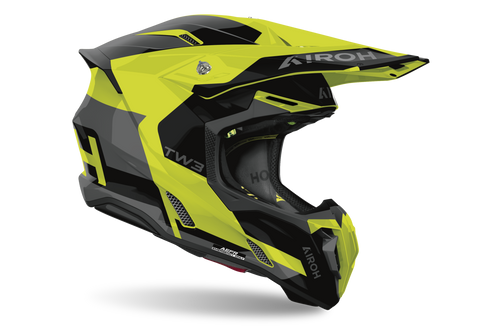 Airoh Twist 3 Fancy giallo fluo codice TW3F31, lato destro con frontino e prese d'aria