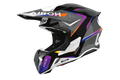 Casco cross Airoh Twist 3 Hustle nero viola, vista tre quarti anteriore sinistra